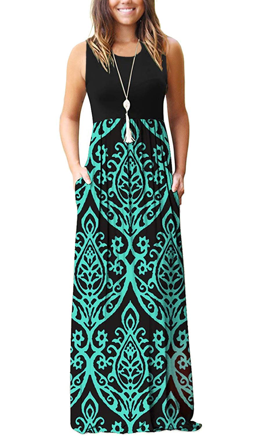 MOLERANI Women's Casual Solid Maxi Dress with Pockets