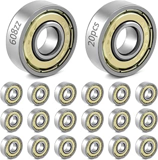 QWORK® 20 Packs 608zz ball bearing, Longboard Roller Skate Bearing, for skateboards, scooters, inline skates, 8mm x 22mm x 7mm