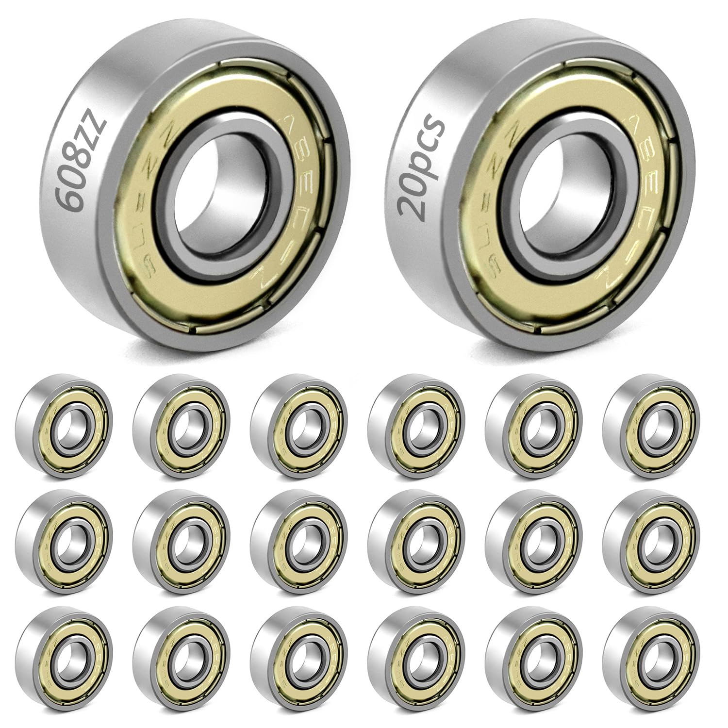 QWORK® 20 Packs 608zz ball bearing, Longboard Roller Skate Bearing, for skateboa