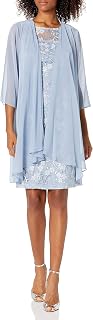 Alex Evenings Women's Short Embroidered Dress with Illusion Jacket Special Occasion
