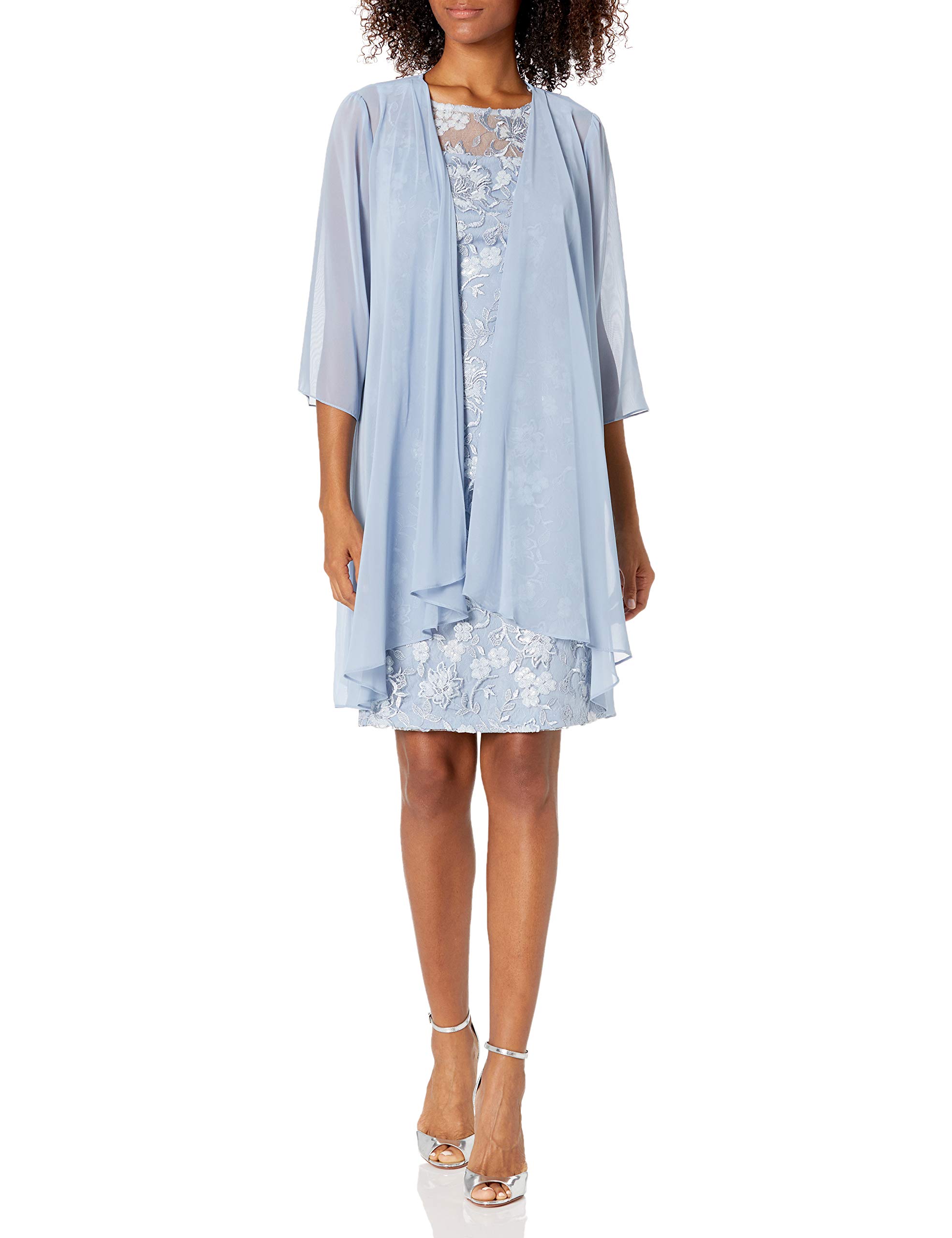 Alex Evenings Women's Short Embroidered Dress with Illusion Jacket Special Occas