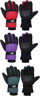 Bencailor 3 Pairs Kids Winter Gloves, Waterproof, Windproof Adjustable Warm Ski Gloves for Boy Girl Outdoor