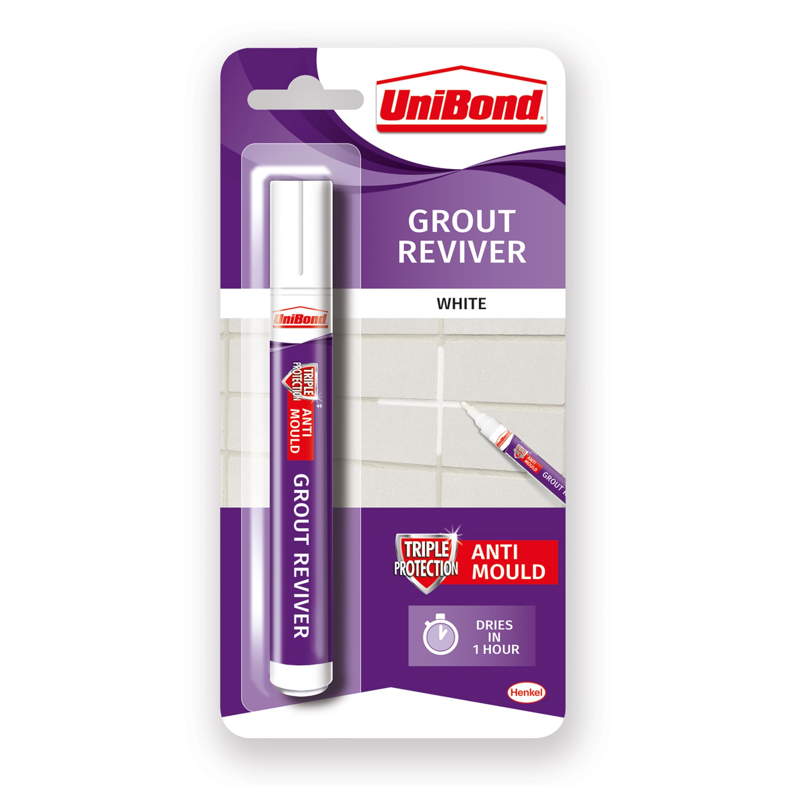 Unibond Grout Reviver Pen, White Grout Pen for Bathroom Grout Joints, Easy to Us