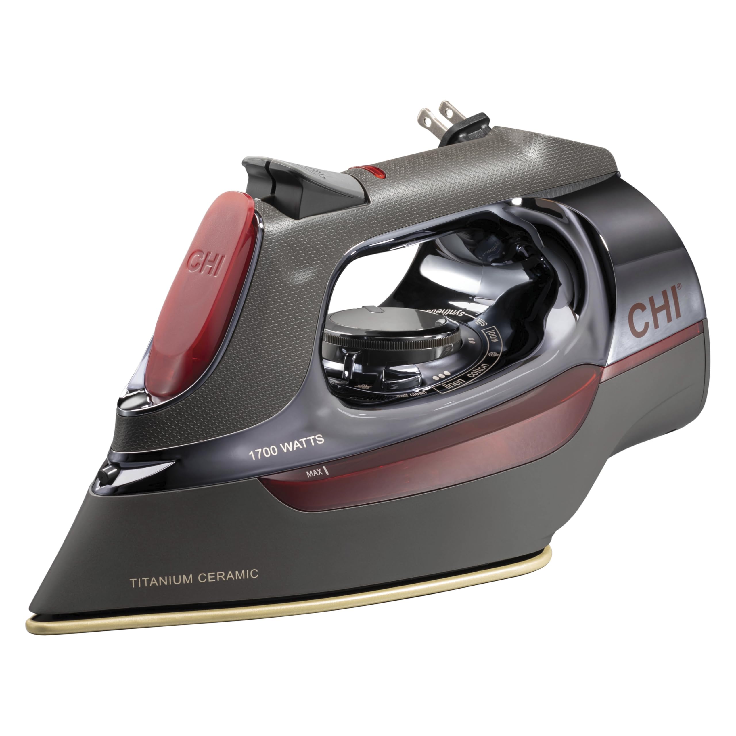 CHI Steam Iron for Clothes, 1700 Watts, 8" Retractable Cord, Black | Professiona