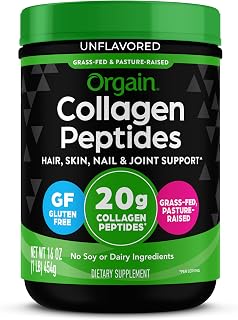 Orgain 20g Hydrolyzed Collagen Peptides Powder, Unflavored, 1lb | Grass fed collagen type I and III for women and men, supplement for hair, skin, nail, & joint support, paleo & keto, non-GMO