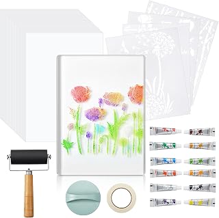 Fuyoooo Gel Printing Plate Kit, Printmaking Starter Set, 8 x 10 Inch | Reusable Silicone Surface with Brayer, Acrylic Paint, Paper, and Practical Tools for Scrapbooks and Mixed Media Art