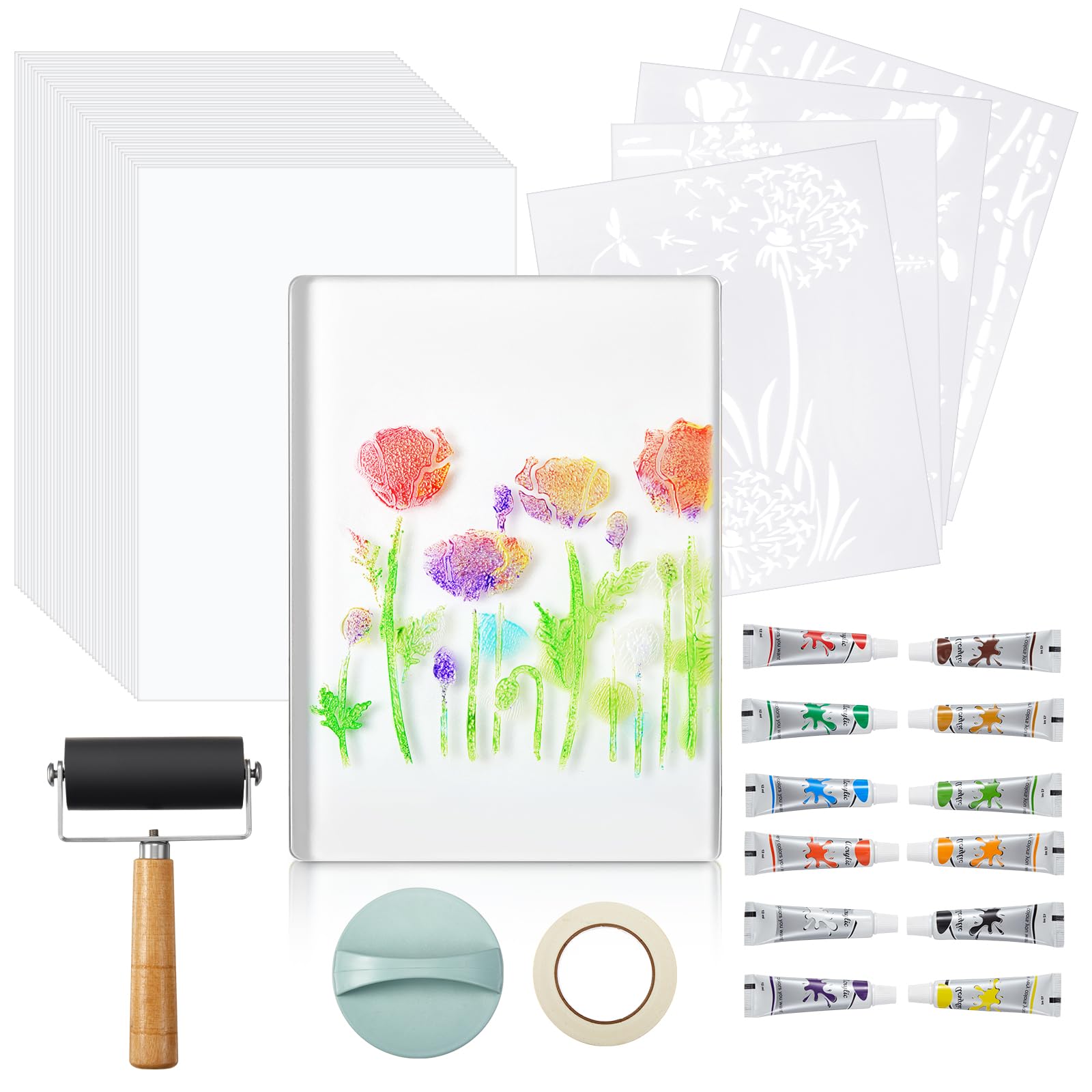 Fuyoooo Gel Printing Plate Kit, Printmaking Starter Set, 8 x 10 Inch | Reusable 