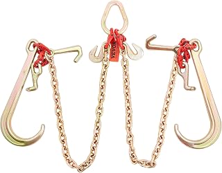 VEVOR V Bridle Chain, 5/16 in x 3 ft Bridle Tow Chain, Grade 80 V-Bridle Transport Chain, 9260 Lbs Break Strength with TJ Hooks and Crab Hooks, Heavy Duty Pear Link Connector and Chain Shorteners
