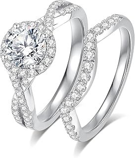 Moissanite Wedding Ring Sets for Women Bridal Ring Set D Color VVS1 Different Cut Engagement Rings S925 Sterling Silver Promise Rings for Wife