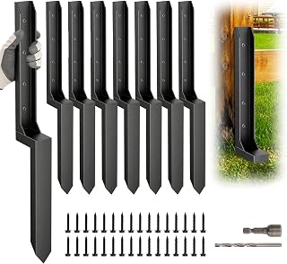 Fence Post Repair Kit, Heavy Duty Steel Fence Post Repair Stakes,for Repair Tilted or Broken Wooden Fence Posts,No Dig Support Fixer with Screws (One-piece-8PC)