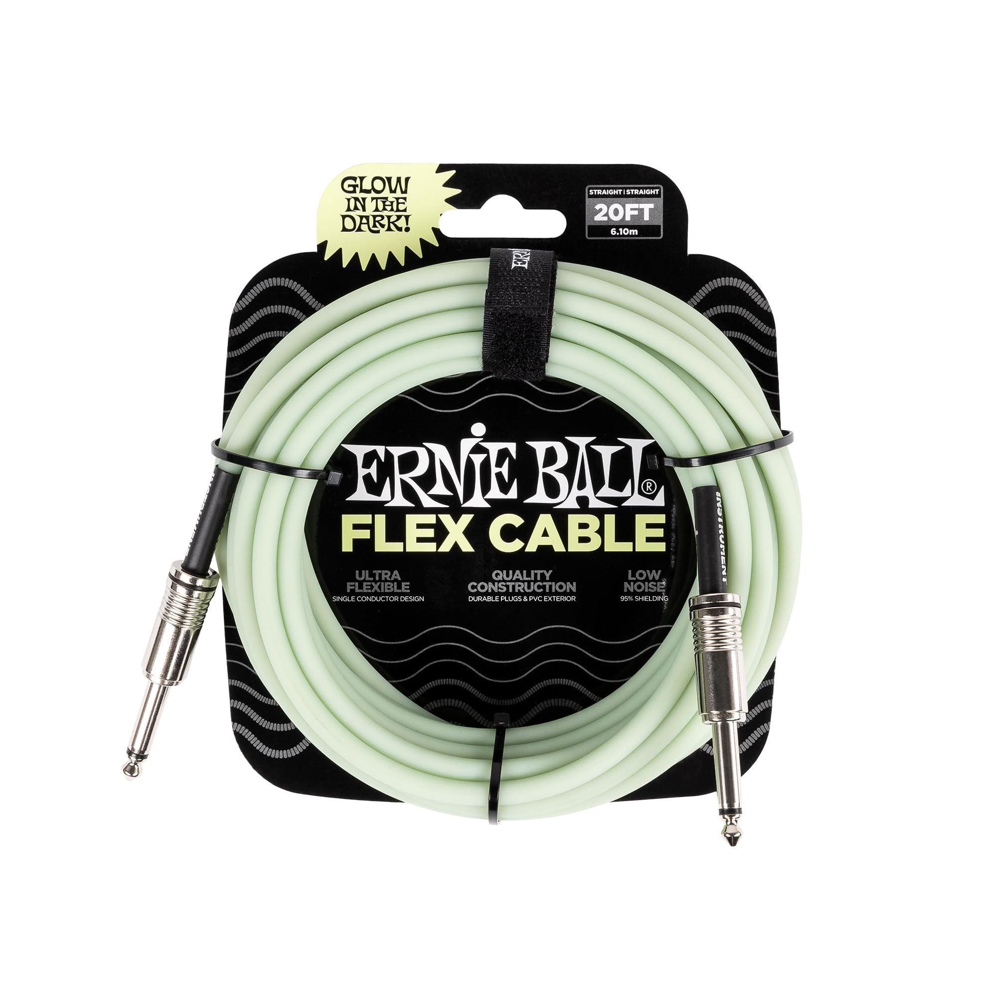 Ernie Ball Flex Instrument Cable Straight/Straight 20ft - Glow in Dark