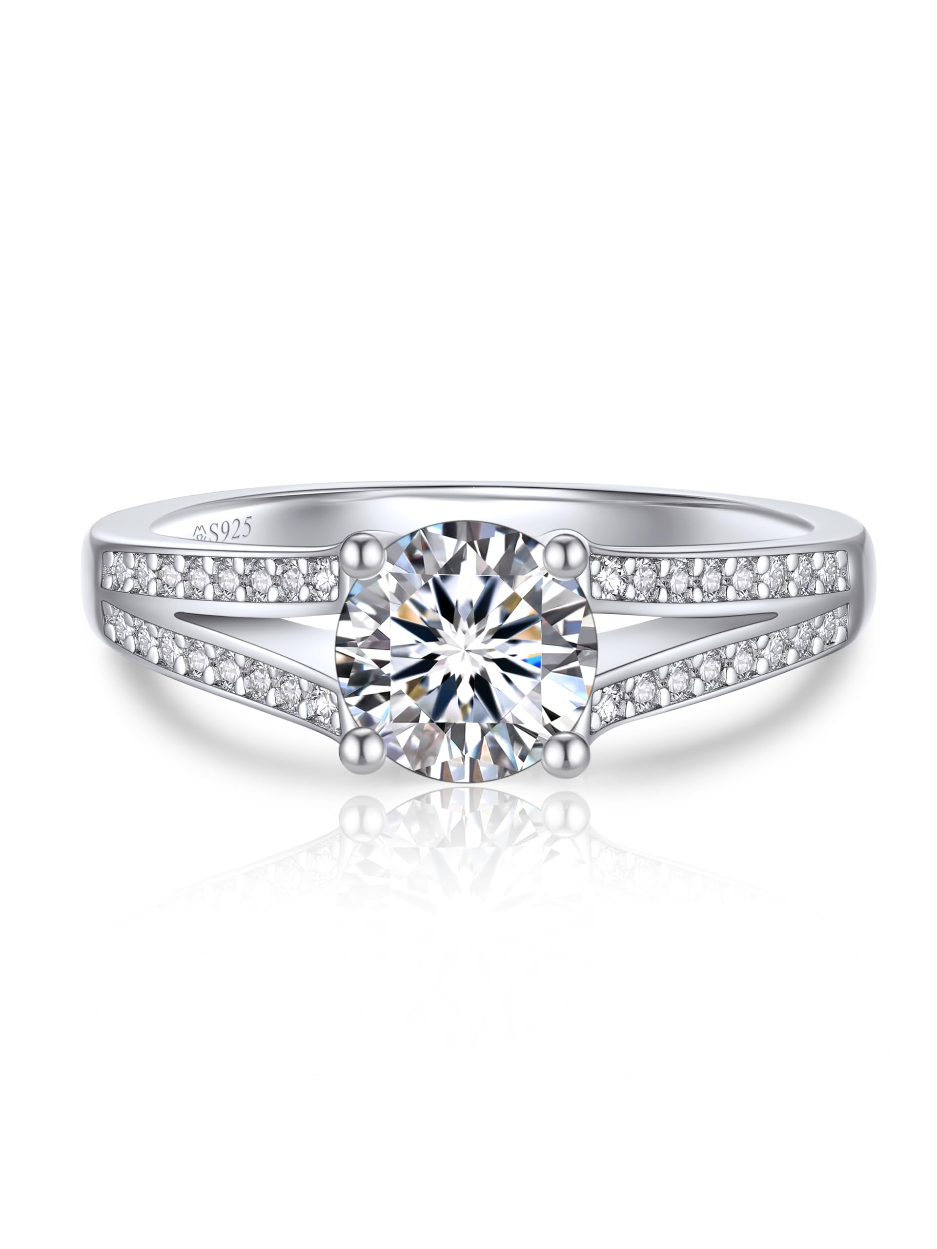 MomentWish Promise Ring for Her, 1ct Moissanite Engagement Ring for Women Simula