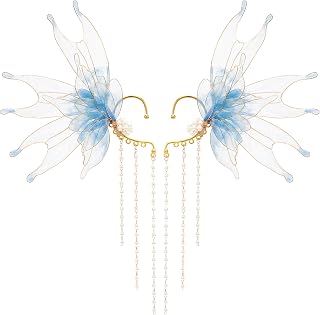 FRESHME Mermaid Elf Ear Cuffs - Fairy Ear Cuffs with Tassel No Piercing Earrings Cosplay Accessories for Adult Women