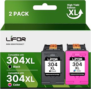 LIFOR 304XL Printer Ink 304 XL Ink Cartridges Combo Pack Replacement for HP 304 Ink Cartridges Black and Colour for HP Envy 5010 5020 5032 5030 5000 DeskJet 3760 3762 2600 2620 2630 2633 3720 3750