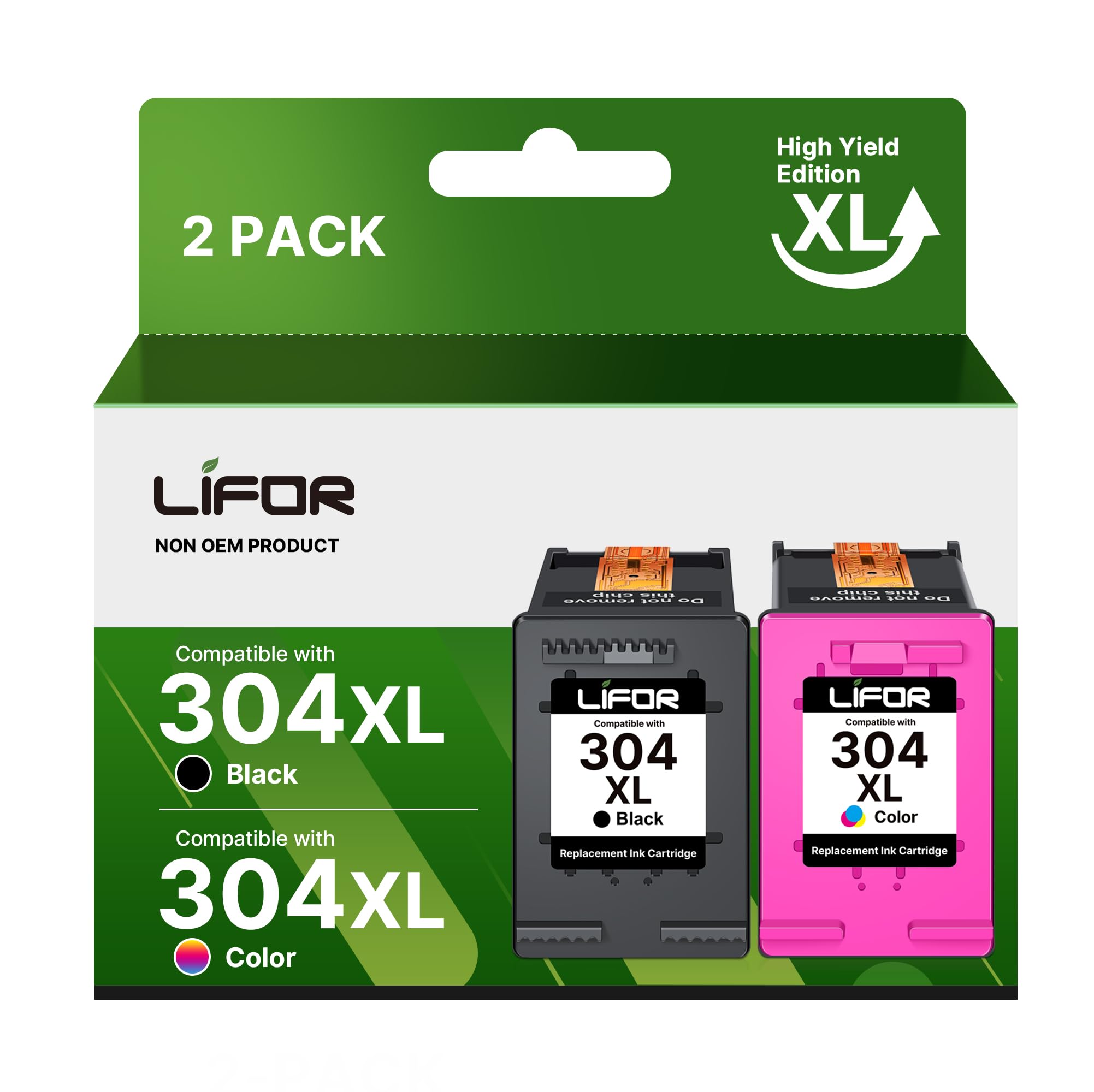 LIFOR 304XL Printer Ink 304 XL Ink Cartridges Combo Pack Replacement for HP 304 