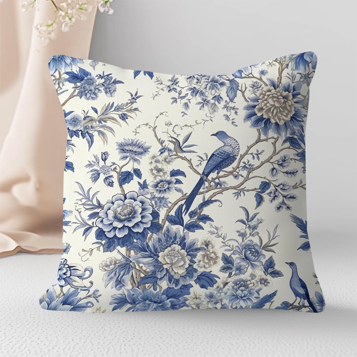 Vintage Birds Flower Cushion Cover 45x45cm Modern Decorative Cushion Cover Moder