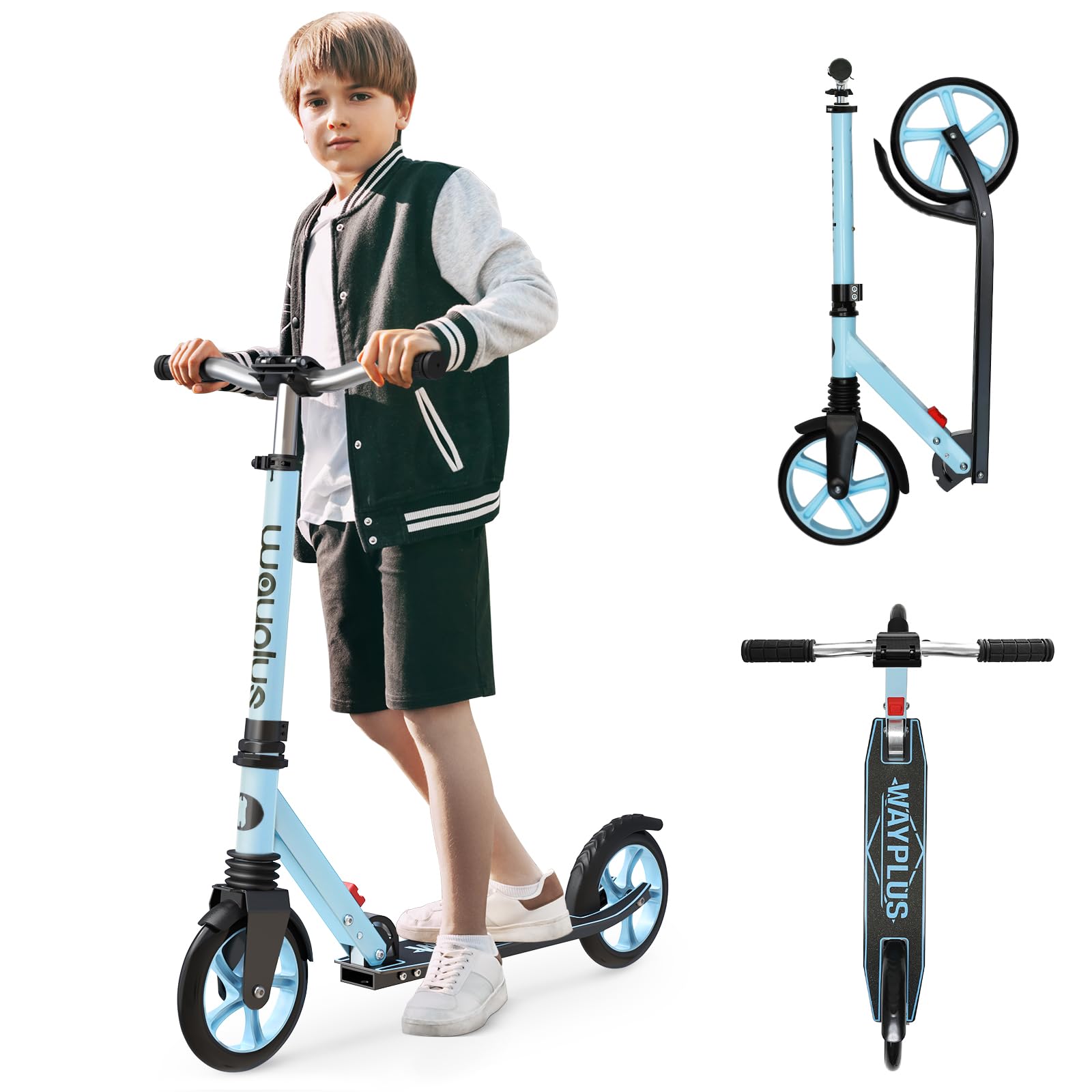 WAYPLUS Kick Scooter for Ages 6+,Kid, Teens & Adults. Max Load 240 LBS. Foldable