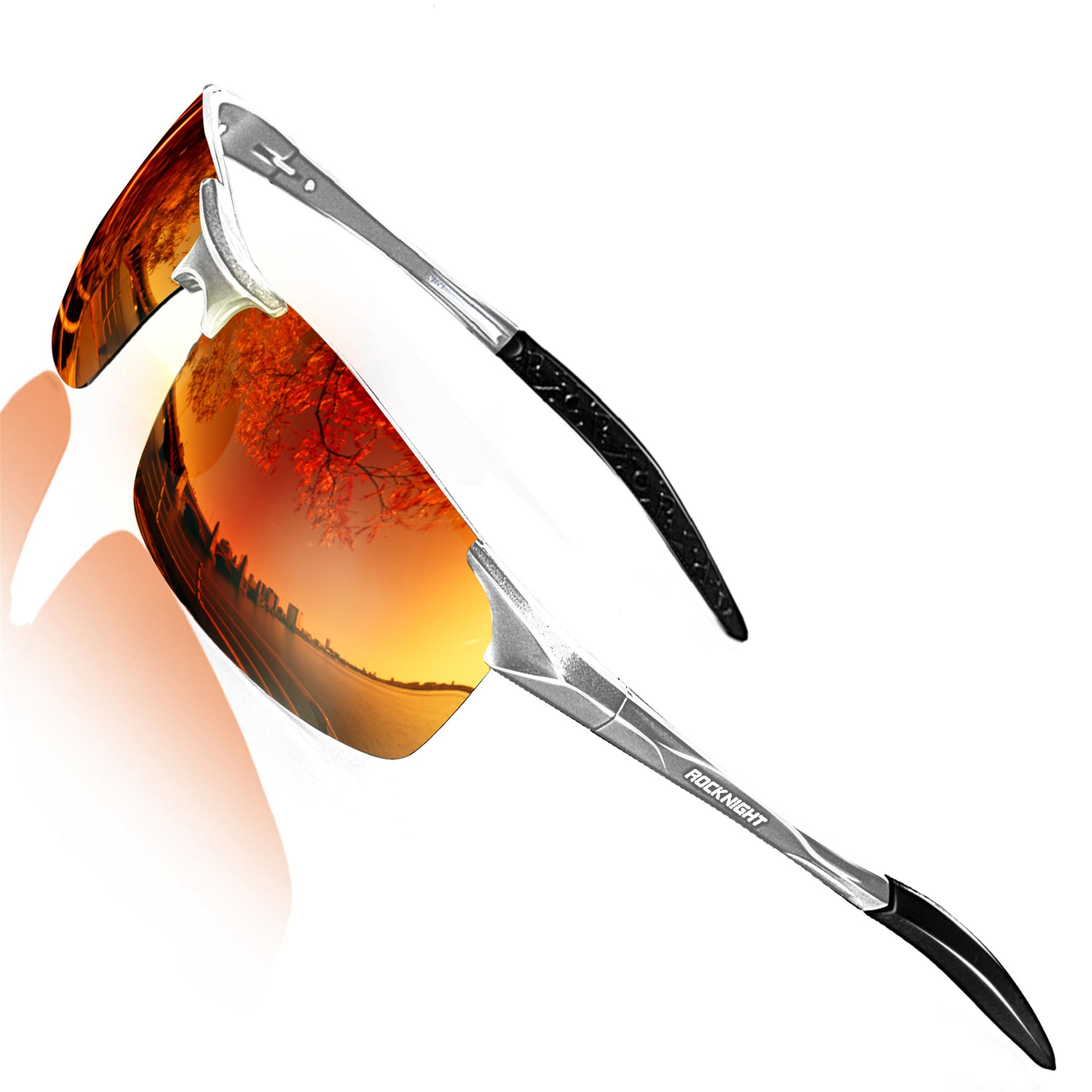 ROCKNIGHT Driving Polarized Sunglasses for Men Golf Outdoor Use Al-Mg Frame