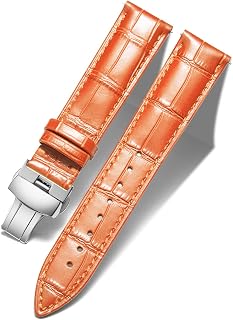 BINLUN Leather Watch Strap Replacement Leather Strap for Men/Women with Butterfly Deployment Buckle Silver/Gold/Rose Gold 12mm-24mm 10 Colors