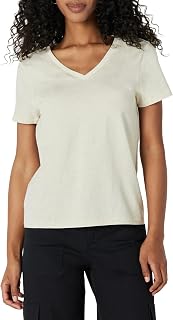 Amazon Essentials Women's Regular Fit 100% Cotton V-Neck Short Sleeve T-Shirt