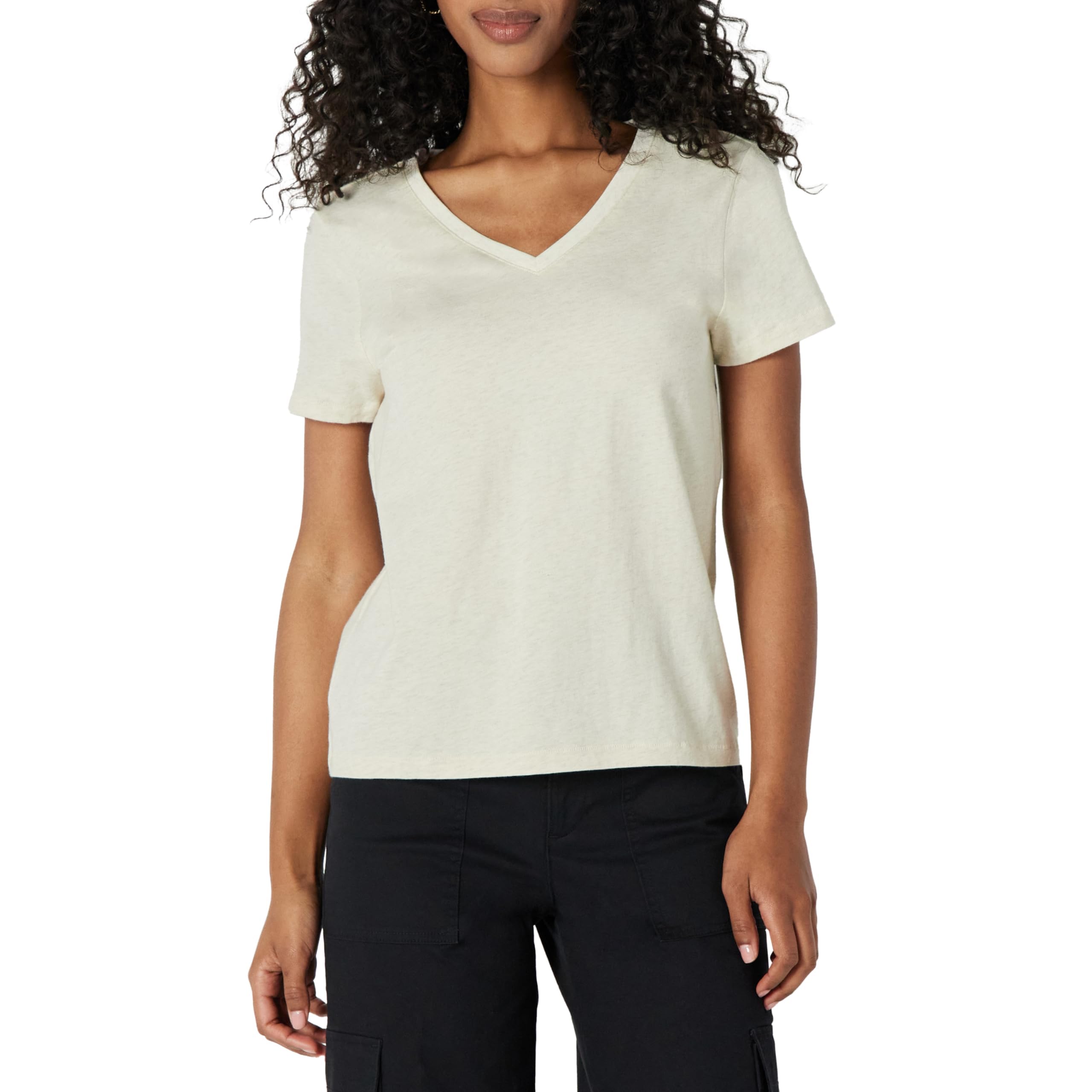 Amazon Essentials Women's T-Shirt V-Neck Short Sleeves 100% Cotton Classic Fit