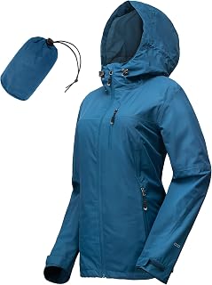 33,000ft Women's Compact Rain Jacket Lightweight Waterproof Rain Jacket with Hood Windproof Cycling Jacket