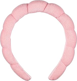 Conair Spa Headband, Makeup &amp; Face Washing, Microfiber Design | Ultra-absorbent head band, soft terry cloth, no-squeeze, no-pull band gentle on hair and head, pink bubble design