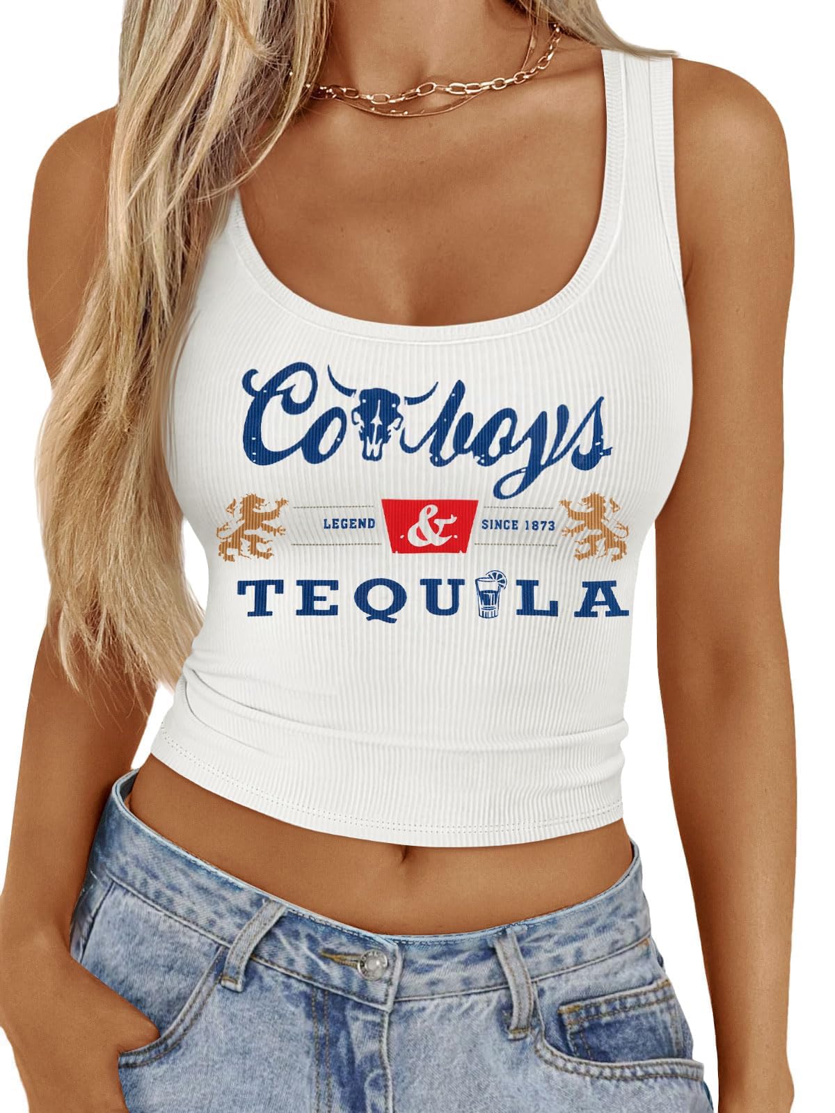 Western Cowgirl Tank Tops Women Country Music Crop Top Sleeveless Cowboy Graphic