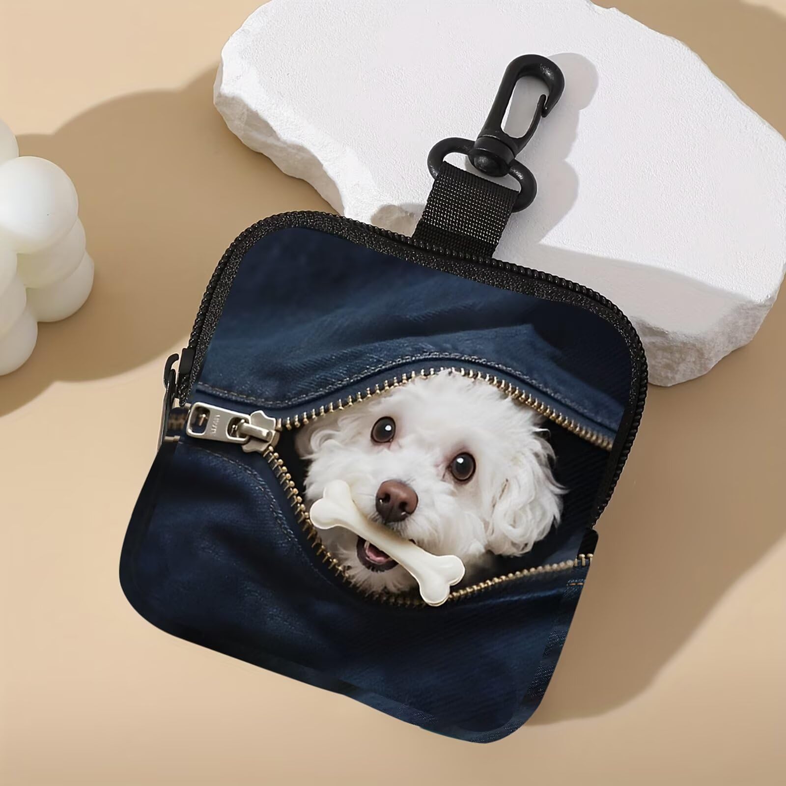 Hanging Zero Wallet - Dog Treat Bag - Zipper Closure with Hook, Pet Training Bag