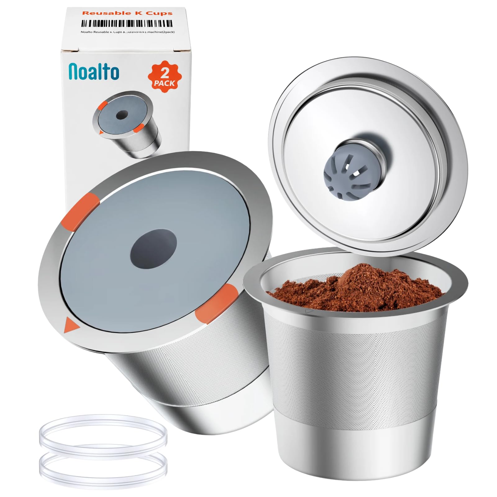 Noalto Reusable K Cups For Keurig,Stainless Steel reusable coffee pods (2pack)