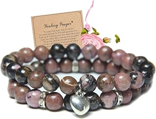 2Pcs Healing Crystal Bracelets for Women Handmade Beaded Bracelet Healing Prayers Crystal 8mm Natural Stone Beads Bracelet Stress Relief Get Well Soon Gifts