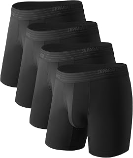 Separatec 4 Pack Men's Breathable Boxer Briefs with Separate Pocket, Moisture Wicking, Soft, Anti Chafing, Pack of 4