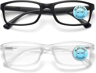 OPULIZE PEP Reading Blue Light Blocking Glasses for Women Men, Matt Black Frosted Clear +3.5(Pack of 2)