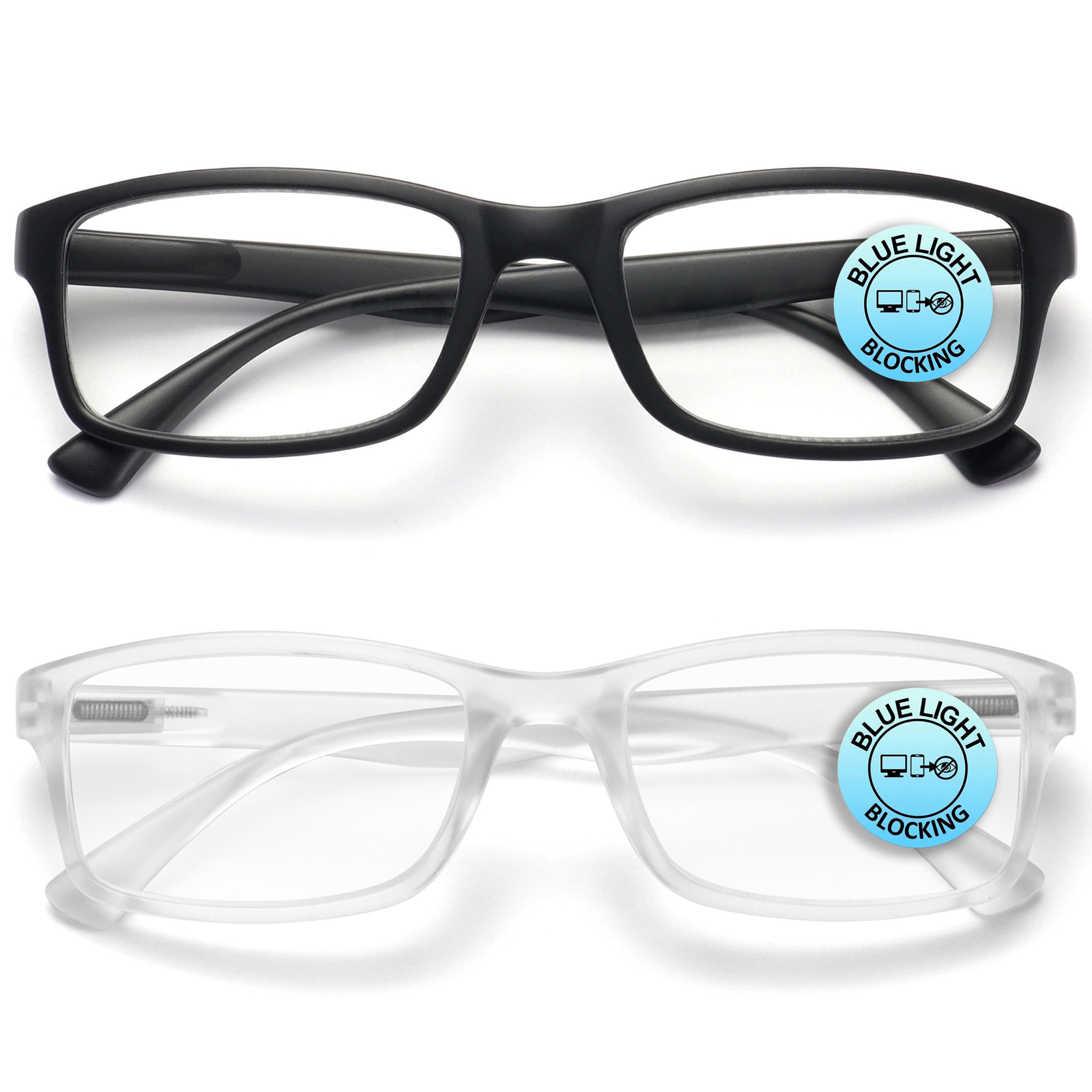 OPULIZE PEP Reading Blue Light Blocking Glasses for Women Men, Matt Black Froste