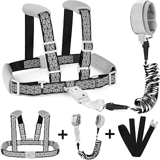 Accmor Toddler Harness Leash, Reflective Kid Harness with Anti Lost Wrist Link, 3 in 1 Kids Leash, Child Walking Harness Wristband Belt with Lock for Baby Boys Girls to Outdoor Travel, Black