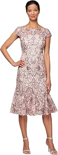 Alex Evenings Long Cold Shoulder Dress (Petite And Regular Sizes) Dress for Mother of the Bride Woman
