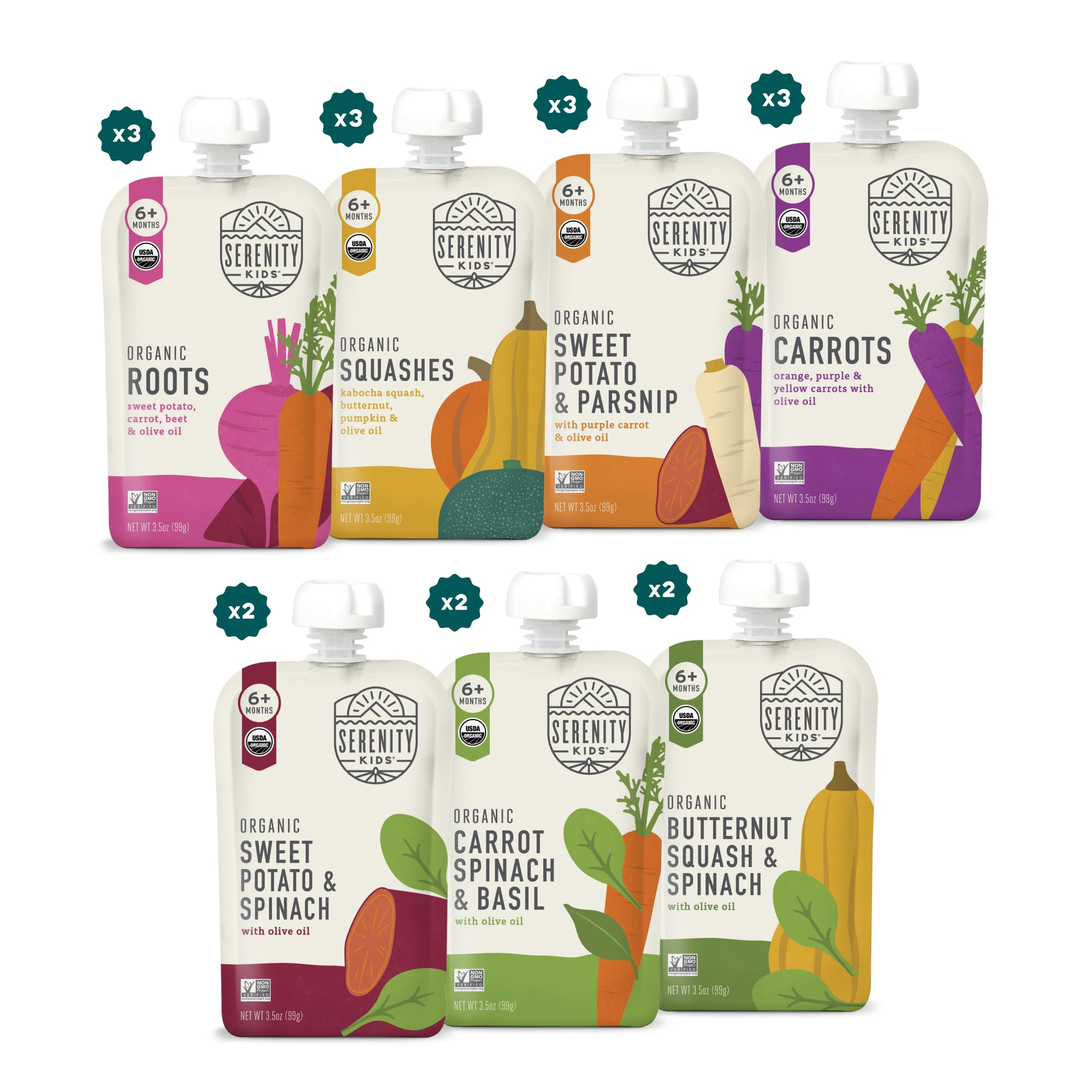 Serenity Kids Organic Baby Food Pouches, No Added Sugar, 3.5 Oz, 18 Pack | No Ad