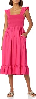 The Drop, Kimi Women's Ruffled Shoulder Smocked Midi Dress