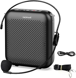 Norwii Voice Amplifiers for Teacher with Headset Microphone and Speaker | Natural voice amplification preserves the original sound. Free from noise and feedback. Portable design for Indoor use.
