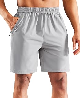 MIER Men's Quick Dry Running Shorts with Zipper Pocket, Elastic Waistband, Workout Shorts, Exercise, Fitness, 7 Inches