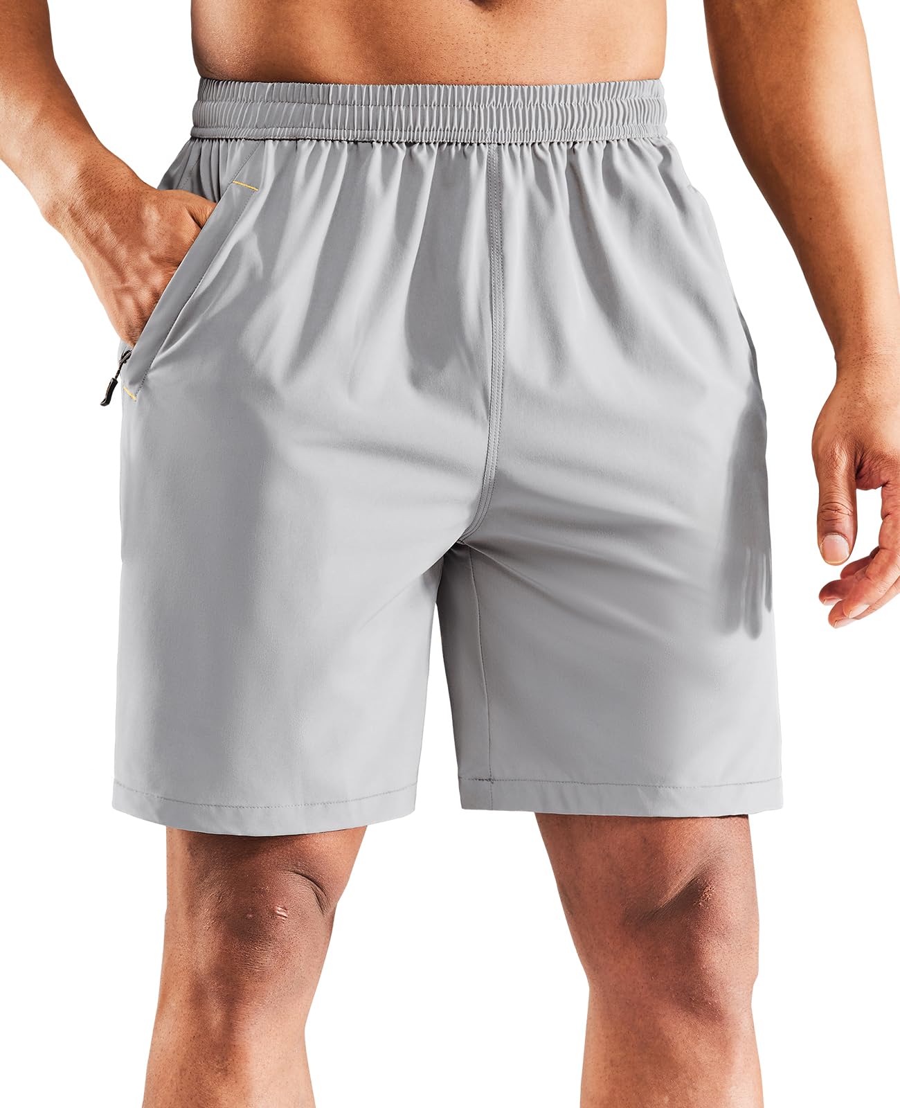 MIER Men's Quick Dry Running Shorts with Zipper Pocket, Elastic Waistband, Worko