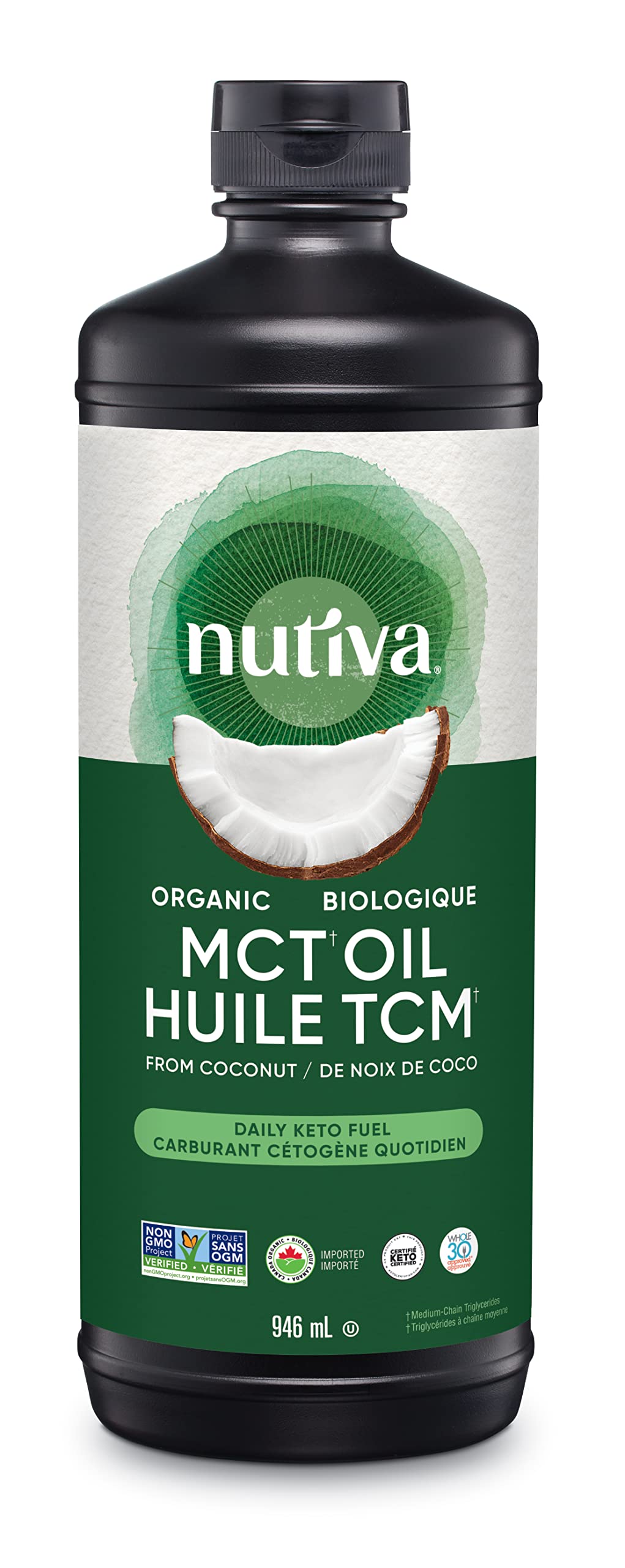 Nutiva Organic MCT Oil, Unflavored, 946 mL | Organic, Non-GMO, Non-BPA | Vegan, 