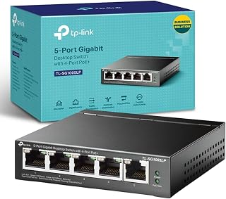 TP-Link TL-SG1005LP 5-Port Gigabit PoE+ Switch, Unmanaged Network Switch | 4 x 30W PoE+ Ethernet Ports, 40W Total Budget, 2802.1p/DSCP QoS, Intelligent Power Management, Metal Casing, Plug & Play