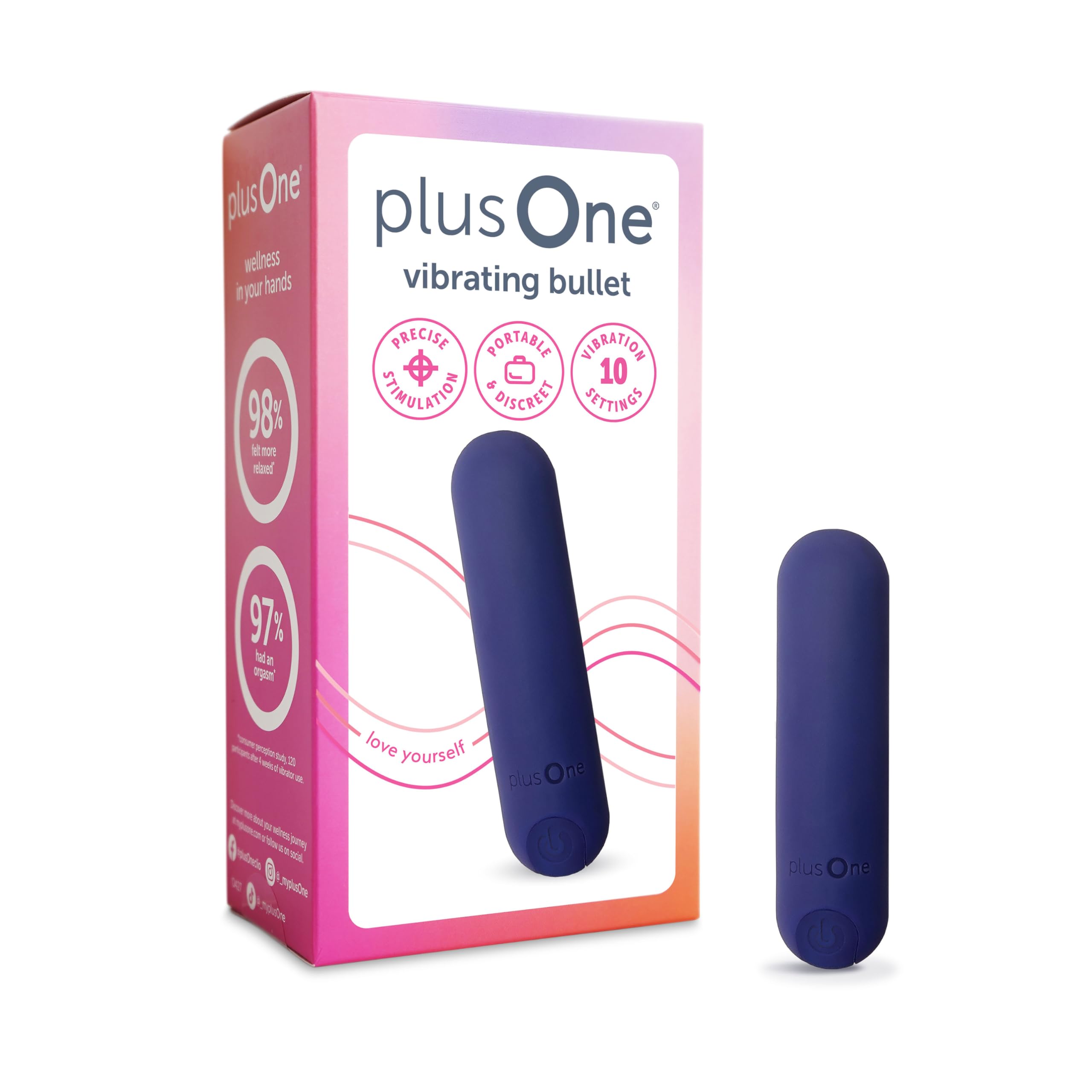 plusOne Bullet Vibrator for Women - Mini Vibrator with 10 Vibration, Purple | Pe