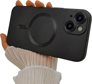 ankofave Magnetic for iPhone 13 Phone Case for Women/Men, Matte Luxury Soft Metallic Luster Design with Camera Lens Protector, Compatible with Magsafe Case for iPhone 13 6.1" - Black