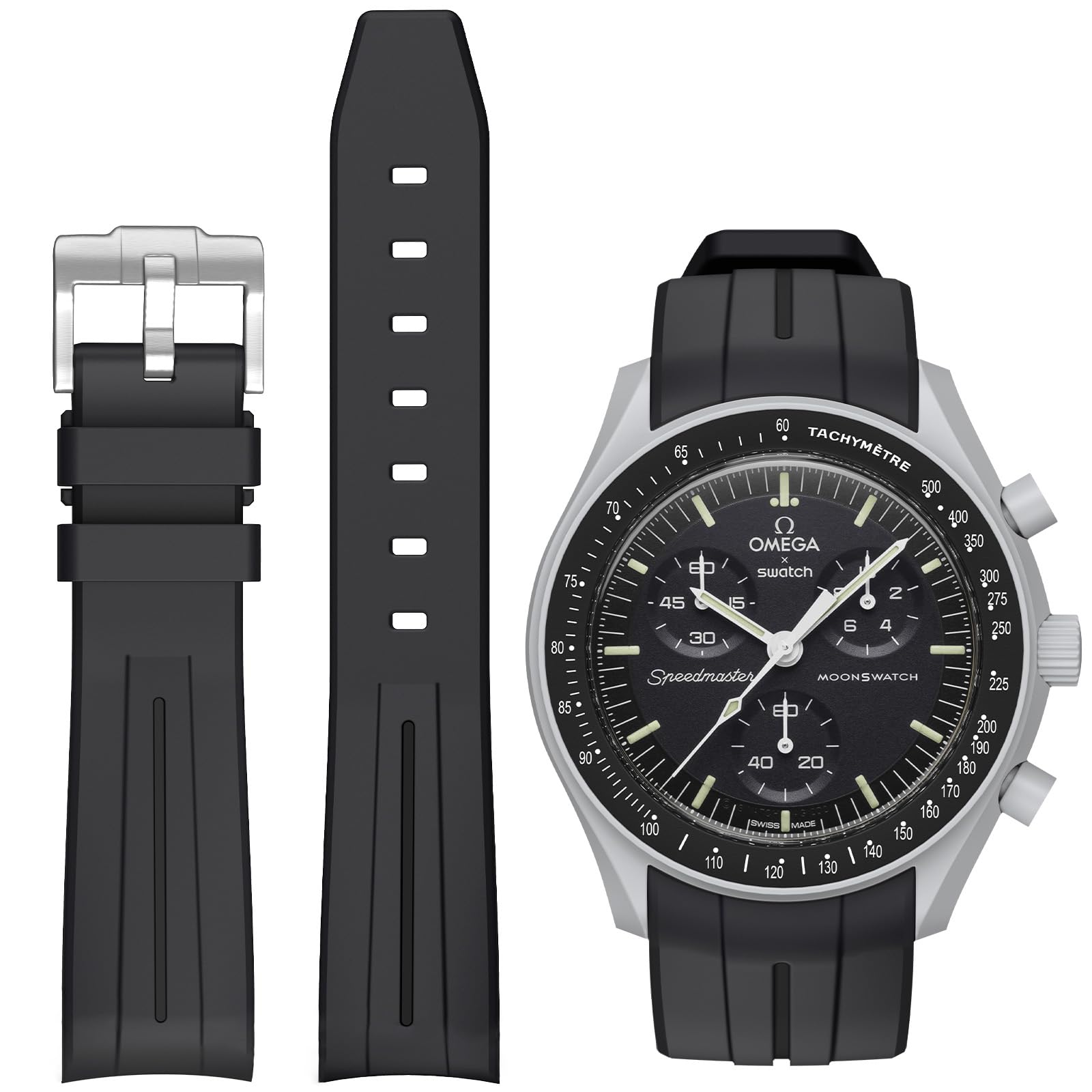 BONACE Strap for Omega x Swatch MoonSwatch/Rolex Watch/SEIKO Watch 20mm,Silicone