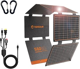 FlexSolar 60W Solar Panel Portable Solar Charger USB-C USB-A DC Outputs | IP67 Waterproof Power Emergency Camping for Small Power Station Generator Phones Power Banks Tablets