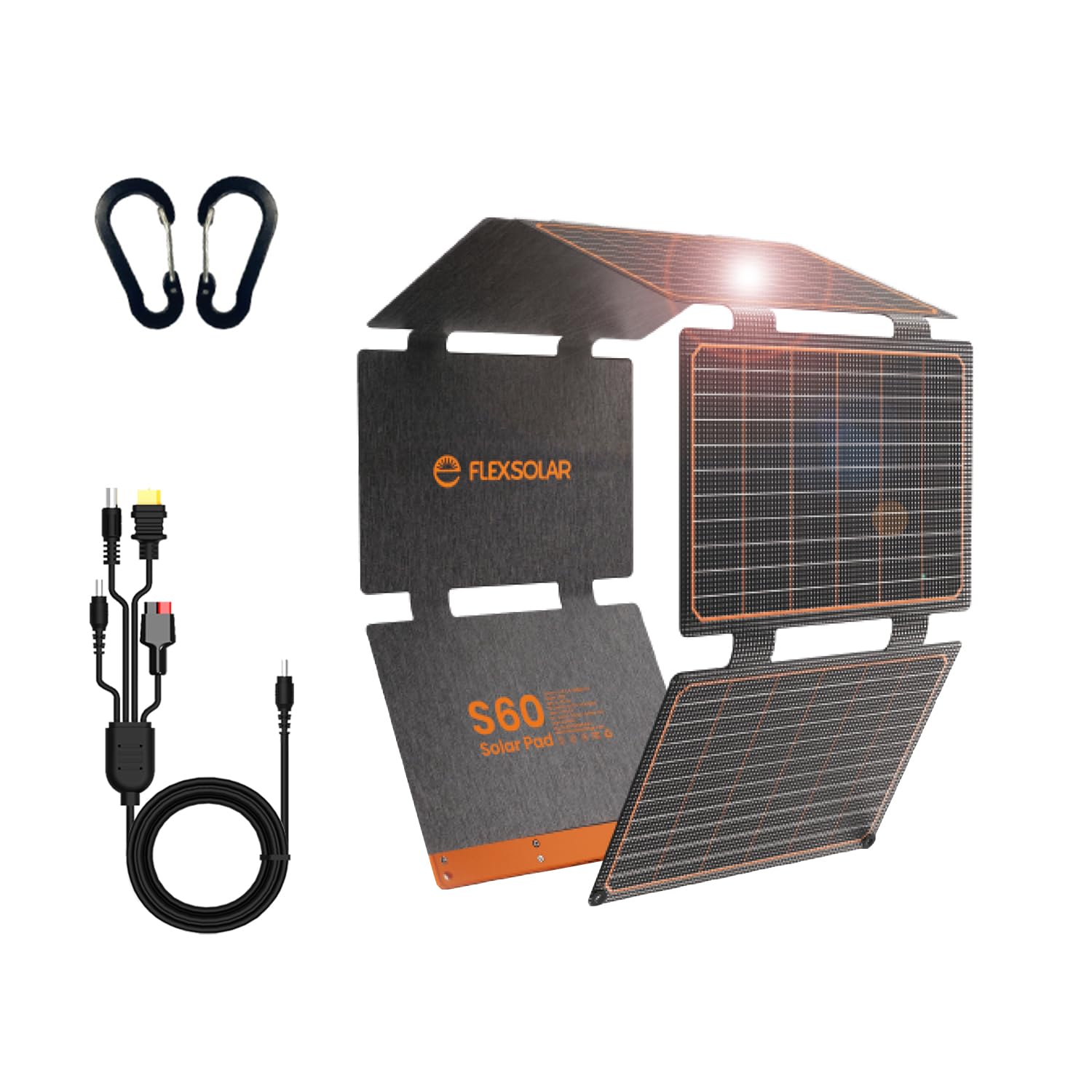 FlexSolar 60W Solar Panel Portable Solar Charger USB-C USB-A DC Outputs | IP67 W