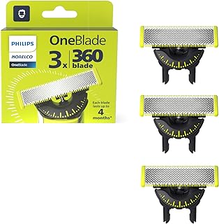 Philips Norelco OneBlade 360 Replacement Blades, 3 Pack | Genuine OneBlade 360 Blades, Stainless Steel, 360 Flex, Trim Edge and Shave, Up to 12-Month Supply, QP430/80