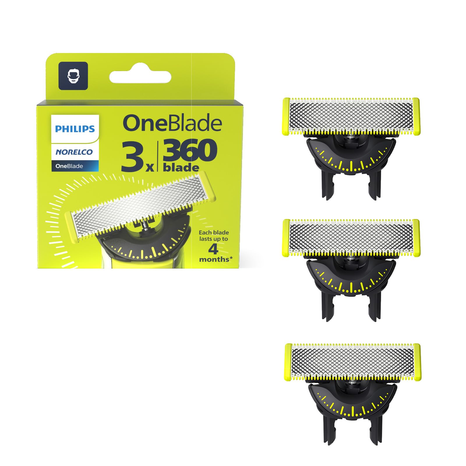 Philips Norelco OneBlade 360 Replacement Blades, 3 Pack | Genuine OneBlade 360 B